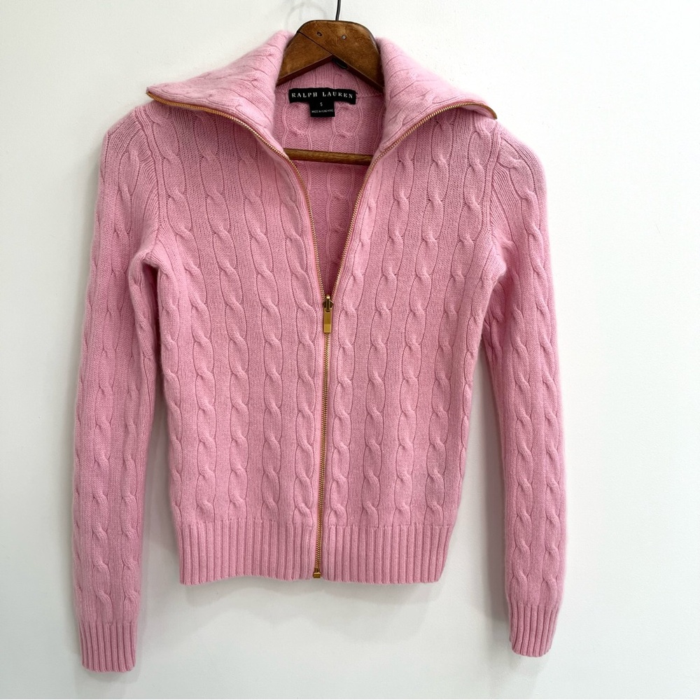 Ralph Lauren Black Label Pink Cable Knit Sweater